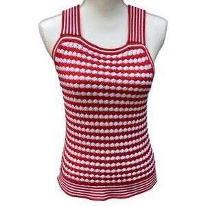 Gap Crochet Tank Knit Sweater Top White & Apple Red Women's Medium